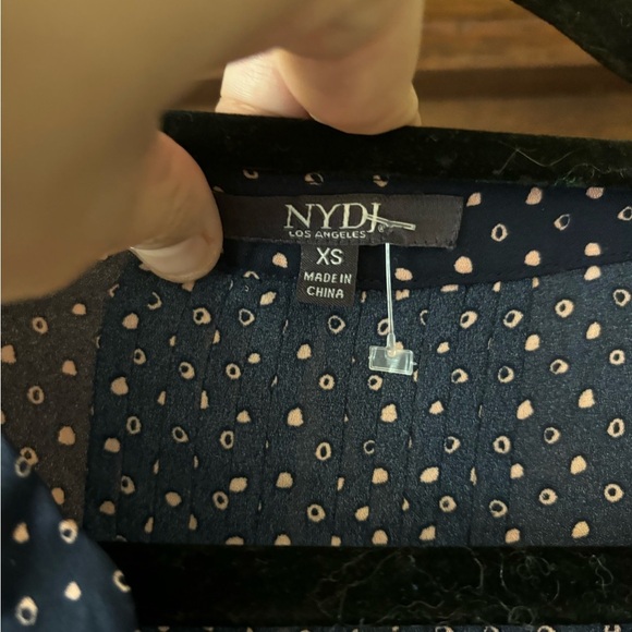 NYDJ Blue 3/4 Sleeve Button Down Blouse - Picture 4 of 9